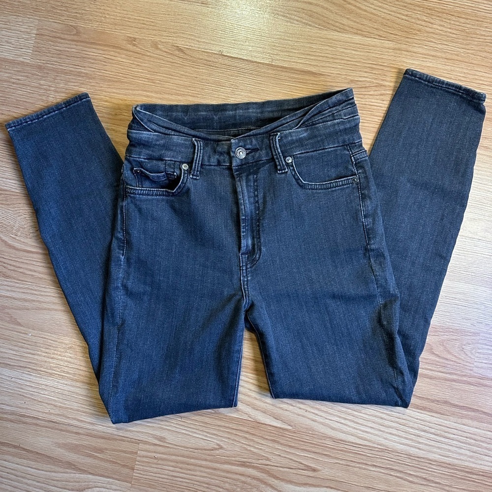 7 For All Mankind High Rise Black Skinny Jeans Women Size 27